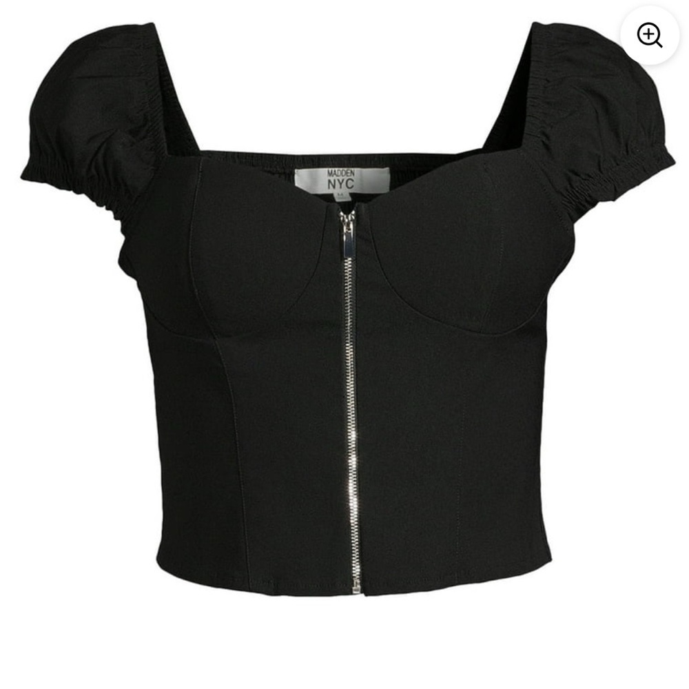 Madden Nyc Women's Front Zip Bra Cup Top black XS